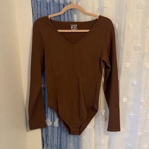 Brown Long Sleeve Bodysuit